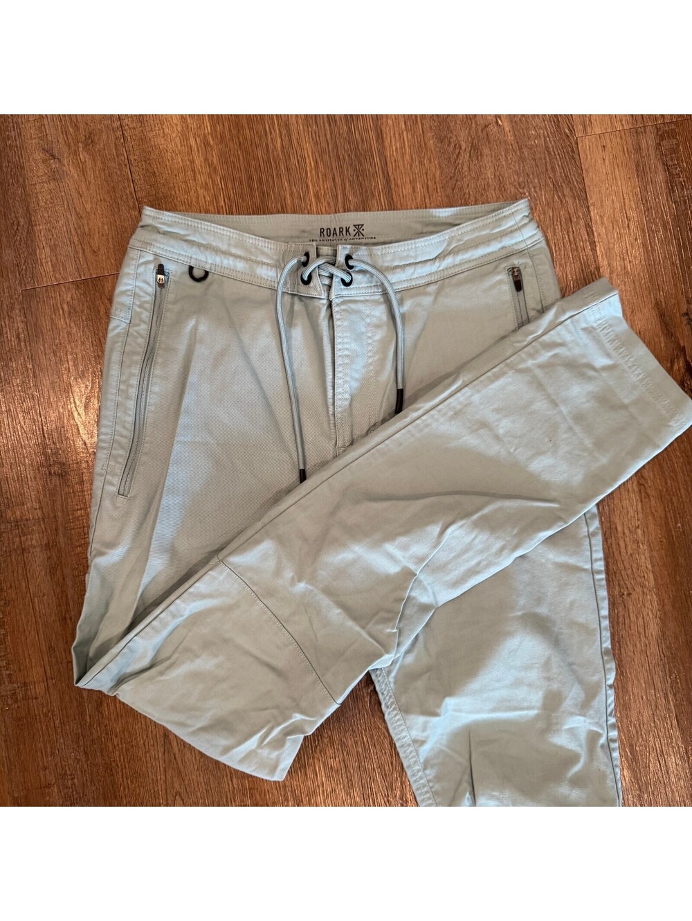 Roark Layover 2.0 Men's Light Gray Cargo Style Stretch Pants Drawstring 28 Waist